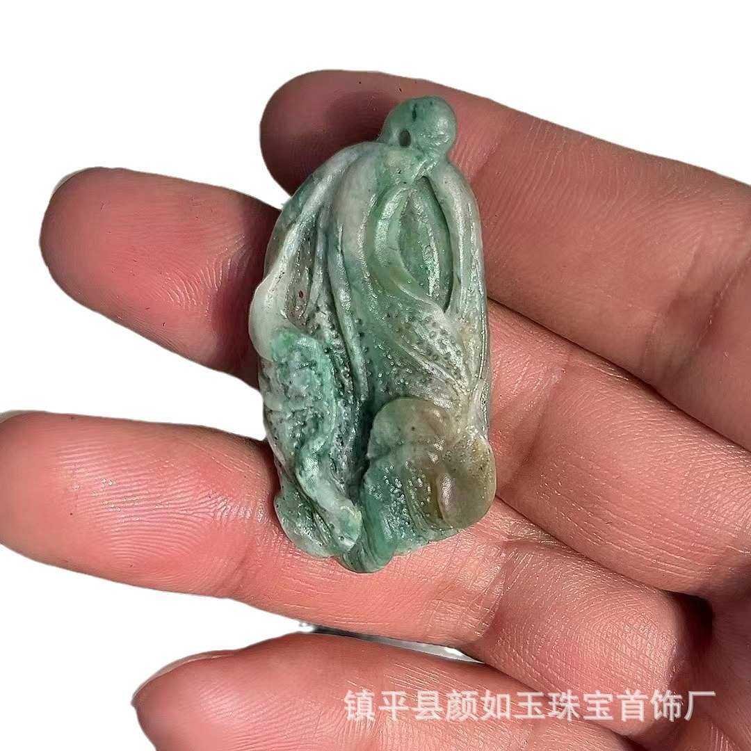 南阳独山玉精品玉白菜挂件百面来财手把件玉石白菜寓意百面来财
