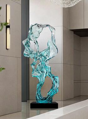 创意抽象太湖石客厅样板房摆件电视柜透明装饰家居雕塑艺术品