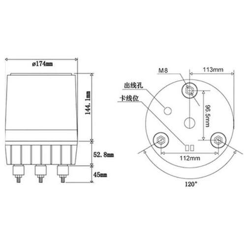 LTE-1181J声光一体警示灯报警器LED旋转式闪烁旋转警示灯蜂鸣器