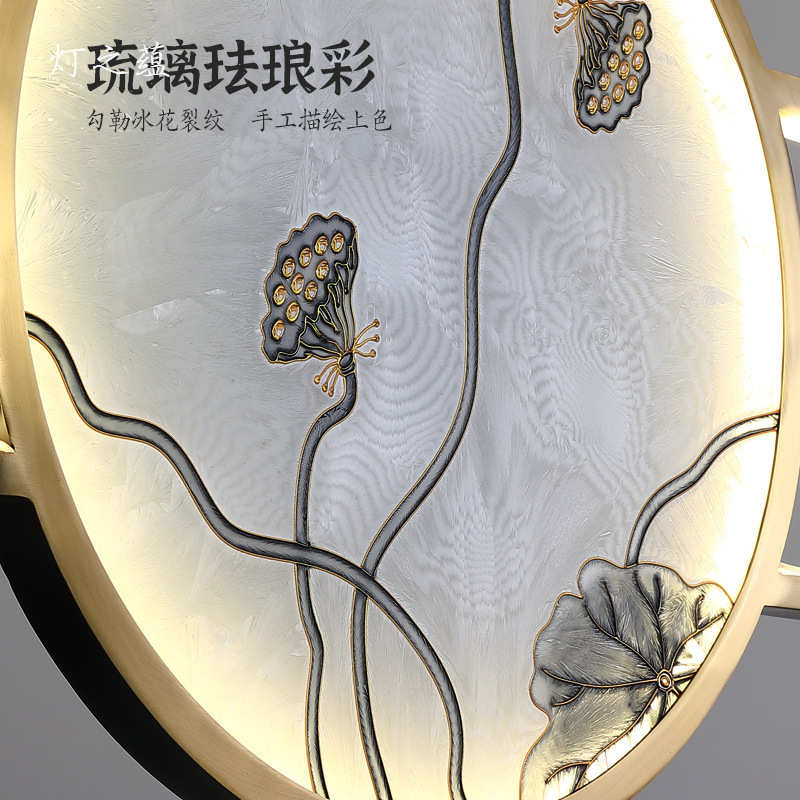 珐琅彩小吊灯新中式客厅卧室床头餐厅全铜禅意中国风茶室过道灯具