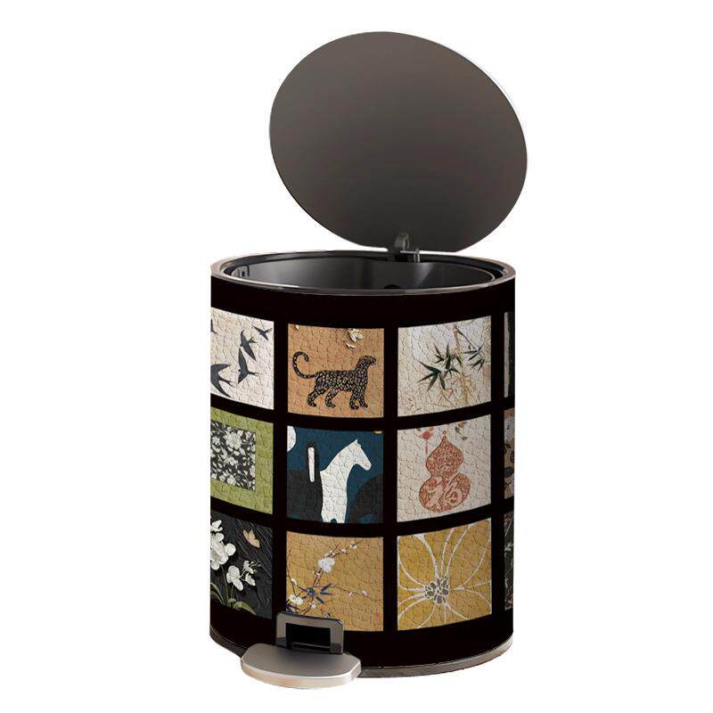 垃圾桶高颜值中古风轻奢高档家用卫生间带盖脚踏式家用纸篓