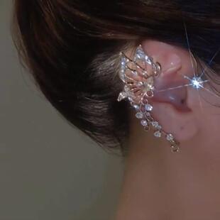 Ear Earrings Korean Butterfly Piercing Clip Without Elf Cuff