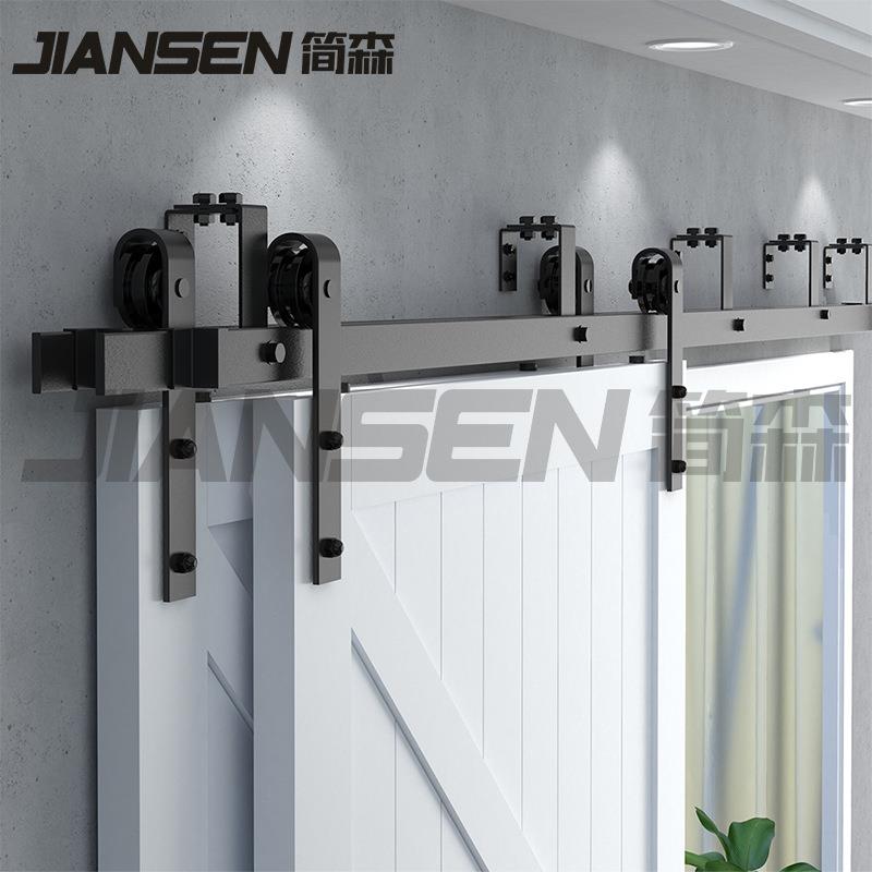吊轨前后双轨双开谷仓门滑轨隔断移门平行经典双轨bypass双门吊轨