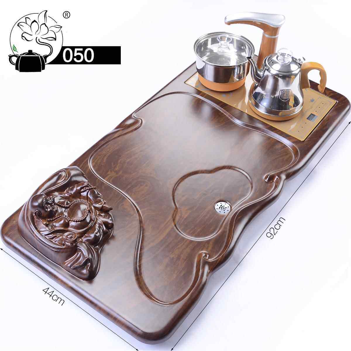 050家用茶具配件排水实木茶盘四合一套装茶台全自动电磁炉茶托盘
