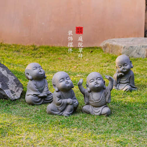 户外禅意小沙弥和尚庭院花园林人物落地装饰布置露台景观小品摆件