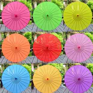 彩色空白伞绘画伞工艺伞DIY幼儿教具油纸伞装饰伞古典花伞纯色伞