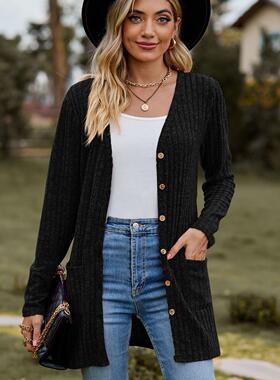 Nail button coat for women, brushed pit stripe long