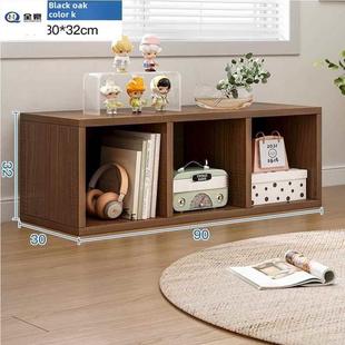 书柜现代极简主义储物架地板站立组合书架客厅实木彩色储物柜低柜