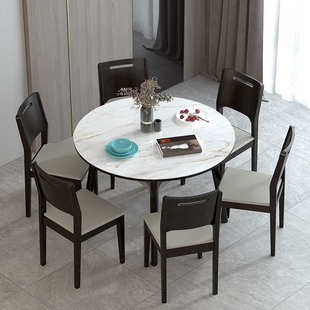 两用折叠轻圆桌现代正方形岩桌子餐桌可变简约板小户型方桌奢家用