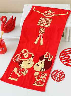 新款直销结婚红毛巾精梳棉六层纱布大红色双喜龙凤成人毛巾回礼伴