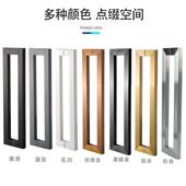 玻璃门拉手不锈钢方管黑钛烤漆拉丝单弯大把手办公室推拉配件