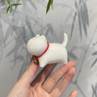惊蛰 纯白色釉下彩空心陶瓷制品猫咪盖置摆件 精品茶宠多种颜色