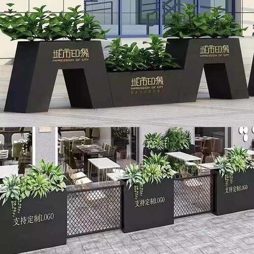 户外不锈钢花箱组合酒店花坛商业广场树池售楼部花槽花盆室外花架