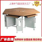 学生六角桌六边桌科学创客教室拼接桌学校微机室六边形钢架电脑桌