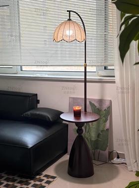 式中古落地灯客厅发旁无地线立落灯卧59284室床头边几置物架一体