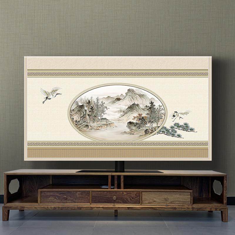 电视套套新中式液晶55/65/75/80寸山水画 画中国风挂式电视机防尘