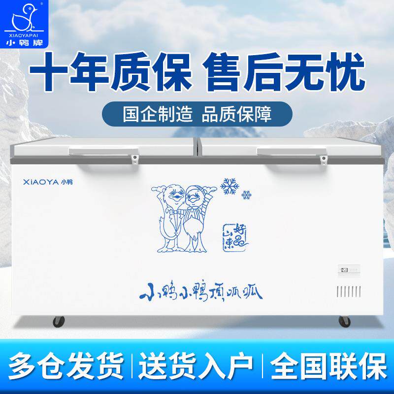 小鸭冰柜家用卧式冰柜商用大容量冷藏冷冻柜双温冰柜雪糕柜
