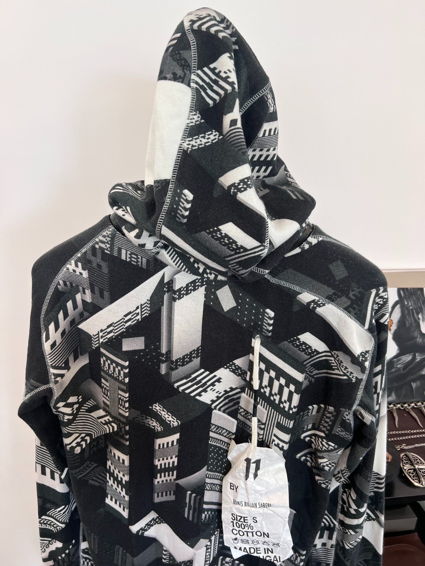 Boris Bidjan Saberi 11by BBS Geometric Print Hoodie — detail