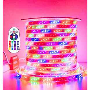 门头220防水双排水门条七彩跑马户外头彩彩灯灯室外超软跑马灯led