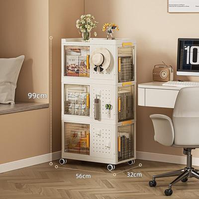 书籍收纳箱柜滚轮学生装书本收纳盒透明整理可折叠箱子多层储物箱