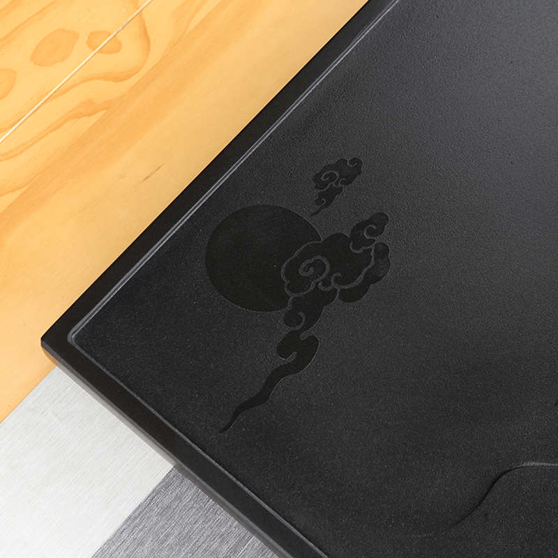 天然乌金石茶盘排水家用简约现代客厅石盘石头单盘整块石茶台拖盘