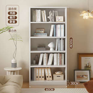 落地家用实客厅简易置子储物柜一体多层架书架木色学生书柜靠墙物