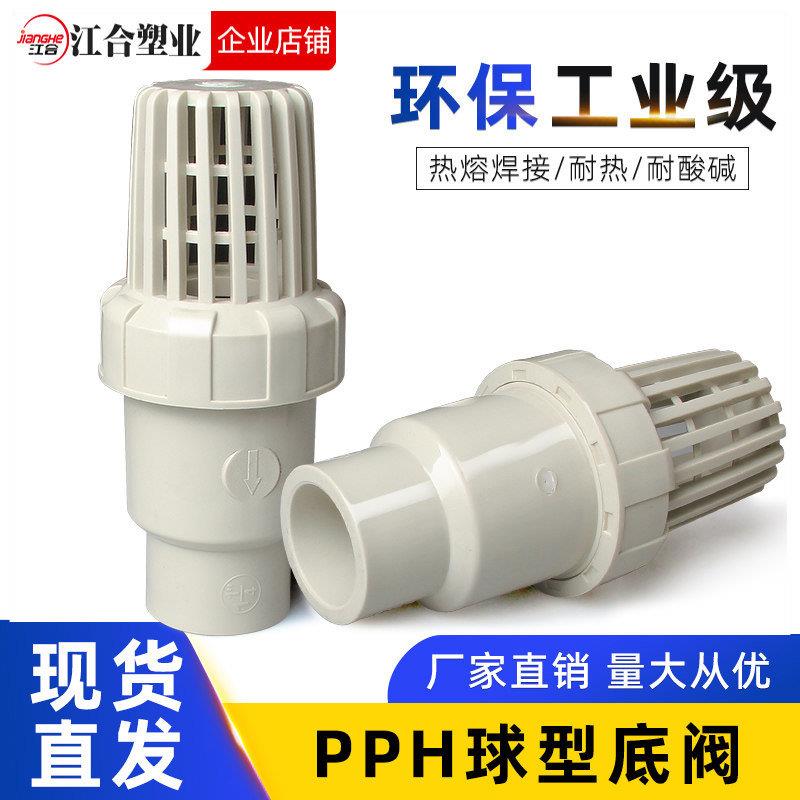 PPH底阀PPR球型逆止阀PP热熔球芯单向阀水泵抽水花篮莲蓬头过滤阀图片