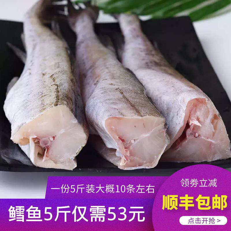 新鲜鳕鱼冷冻无头鱼5斤 海鱼烧烤雪鱼整条无刺鱼块宝宝副食品