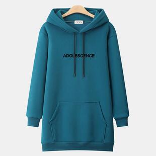 潮牌连帽卫衣女中长款2025秋冬新款胖mm大码宽松加绒加厚外套上衣