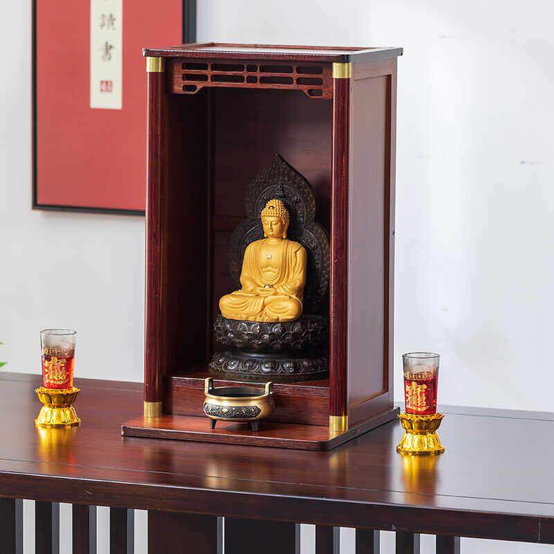 雕刻工艺壁挂式佛龛香案台 家用木质神台供奉柜艺术风格