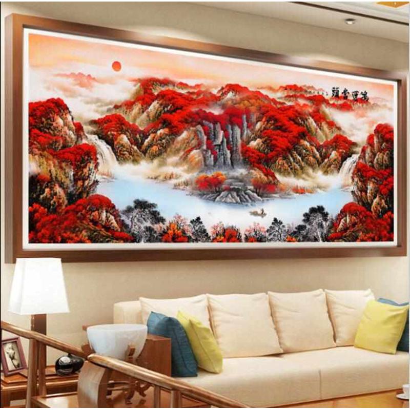 珠绣十字绣全珠子绣鸿运当头山水风景画满绣珠绣串珠绣圆珠彩珠绣