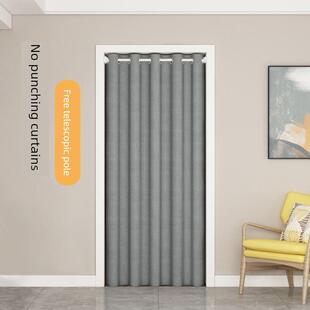 无打孔户门帘卧室遮光暖厨房浴室空调挡风玻璃隔断窗帘试衣间窗帘
