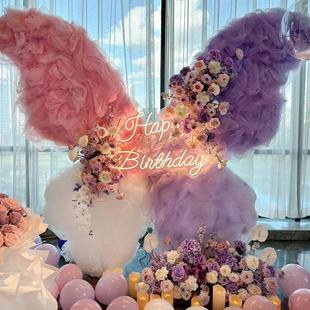 感装 18岁女孩成人礼仪式 饰品生日派对场景布置网红蝴蝶KT板背景墙