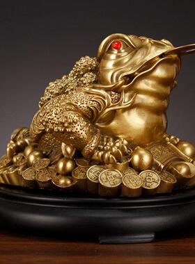 纯铜金蟾摆件 三足蟾蜍金蝉店铺收银台办公室装饰品客厅开业