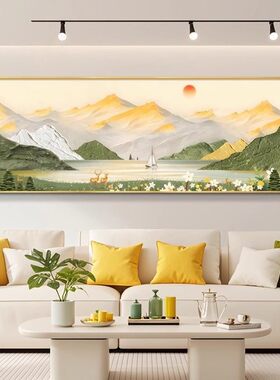 日照金山客厅装饰画风景山水画沙发背景墙挂画朝日东升有靠背壁画