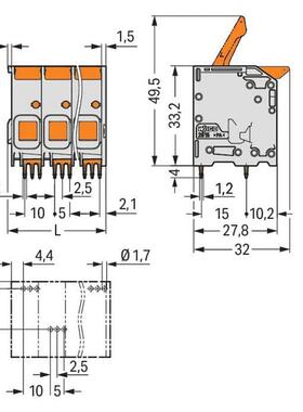 万可接线端子PCB 接线端子，型号 wago 2616-1104/020-000