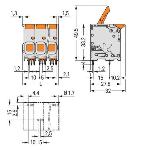 万可接线端子PCB 接线端子，型号 wago 2616-1104/020-000