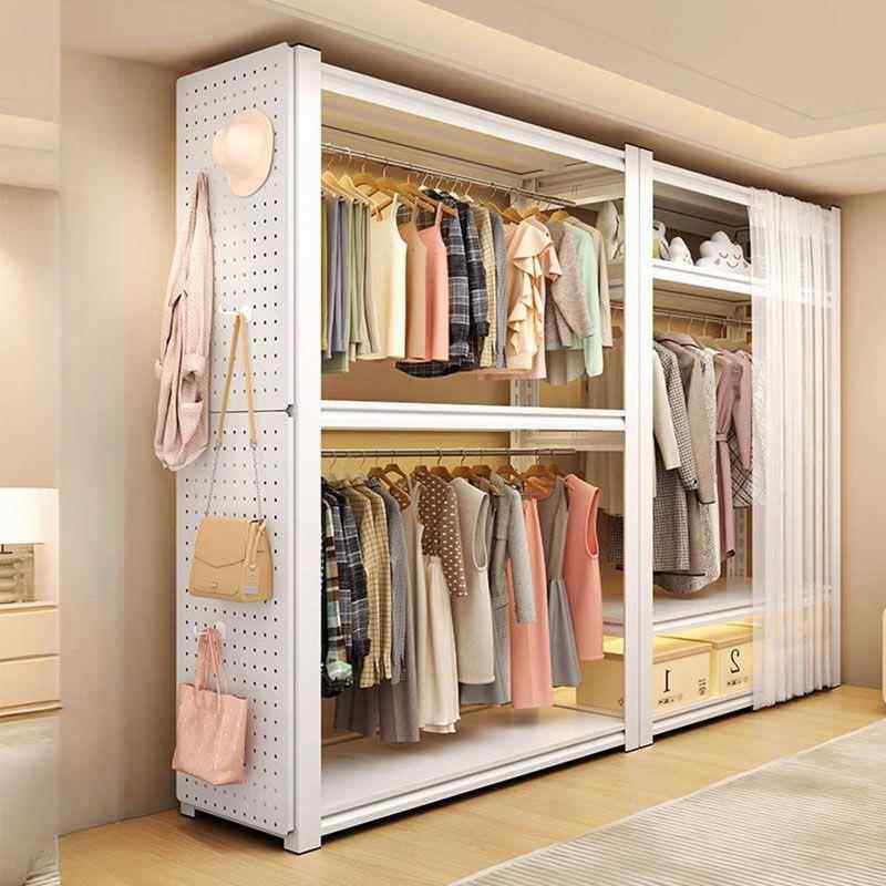 货见描述架装衣柜家地用卧室出租房衣物纳简易收组落角钢衣架