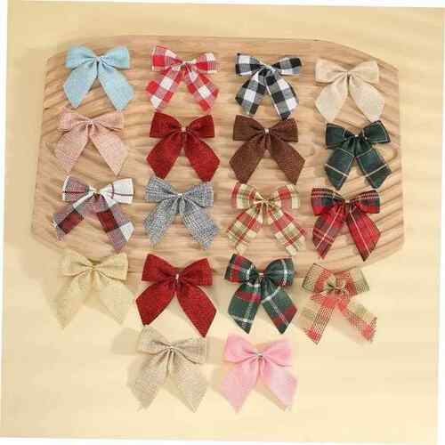 10pcs Christmas checkered bow Christmas tree wreath pendant