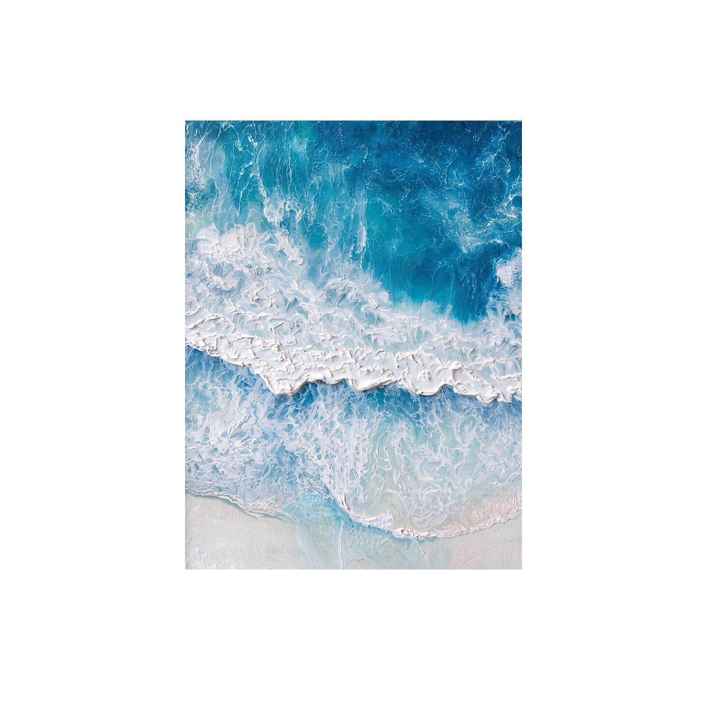 立体厚肌理海浪海景油画竖版客厅沙发背景抽象装饰画民宿软装挂画