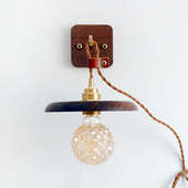 灯 插头开关款 床头氛围灯 胡桃木底座灯 手工制作黑胡桃黄铜壁灯