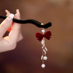 喜婆婆头上戴的花女士盘头花喜婆婆头饰高端结婚妈妈盘头发饰发簪