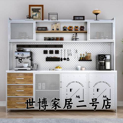 金属餐边柜靠墙一体酒柜现代简约商用客厅茶水储物柜办公室茶水柜