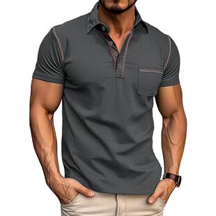 sleeved shirt men Men short lapel color