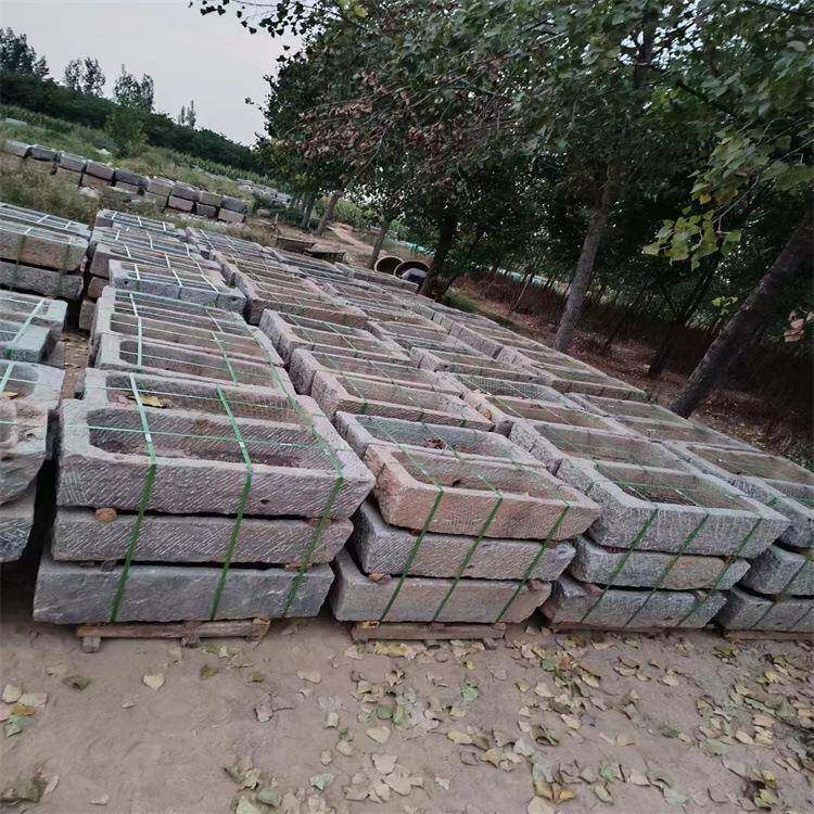 厂家直销牛槽酒店流水摆件古色古香韵味十足景观摆台古旧老石槽