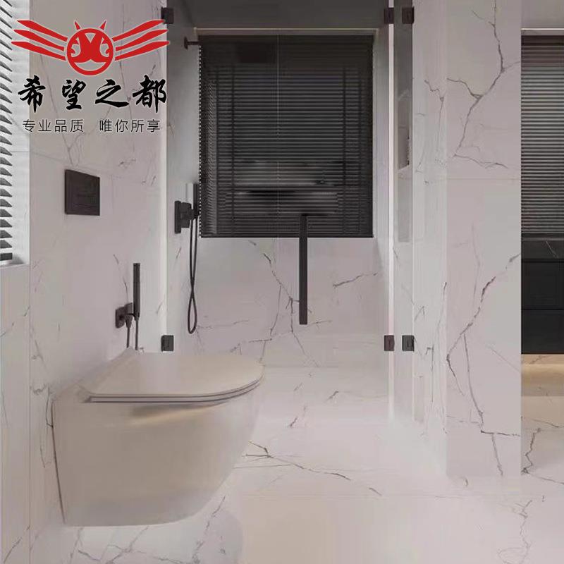 极简轻奢冰白厅大理石川砖酒店卫生间墙厂标砖600瓷x1200客餐防滑