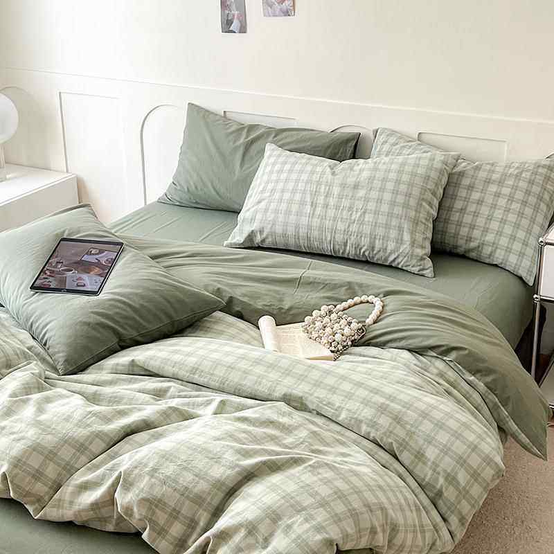 四件套全棉纯棉柔软舒适春夏宿舍三件套夏季水洗棉被套床单床笠款