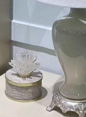 现代简约轻奢水晶晶石圆形首饰盒收纳盒样板房卧室床头柜饰品摆件