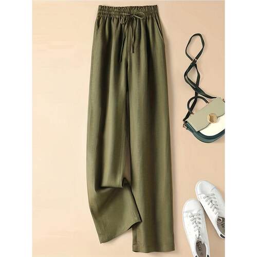 跨境High Waist Wide Leg Viscose Pants Lightweight Loose