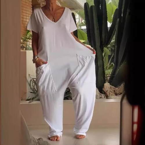 Womens Harem Jumpsuit Bohemian Style OnePiece with Side